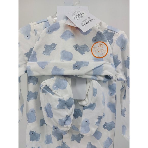 Baby Boy 3 Piece Sleeper Pajama Set with Hat and Mittens - Carter's - Size 9m - Picture 1 of 4